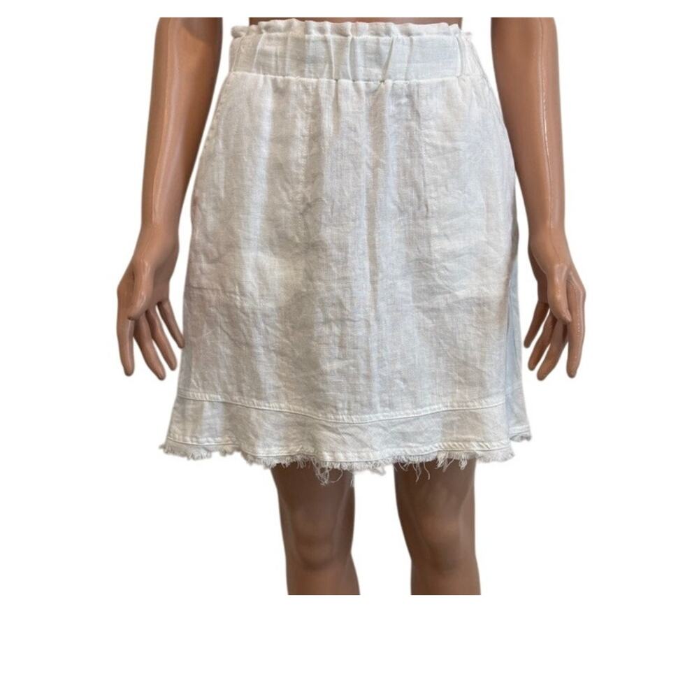 ForCynthia small raw hem linen pull on skirt pockets SK 3012